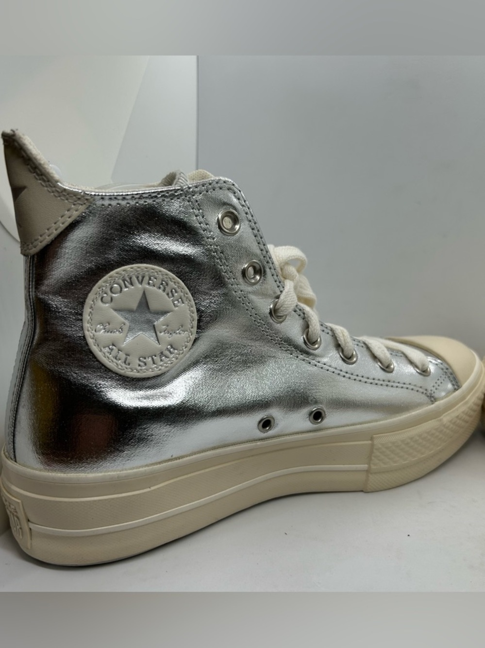 Chuck Taylor® All Star® Lift Metallic High Top Platform Sneaker (Womens) Sz 9 - Picture 2 of 10